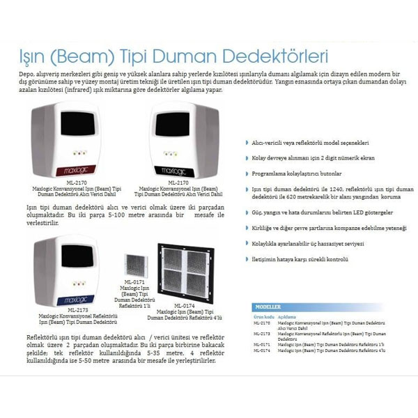 Maxlogic ML-2173 Konvansiyonel Reflektörlü Işın (Beam) Tipi Duman Dedektörü 1 maxlogic ml 2173 konvansiyonel reflektorlu isin beam tipi duman dedektoru 2
